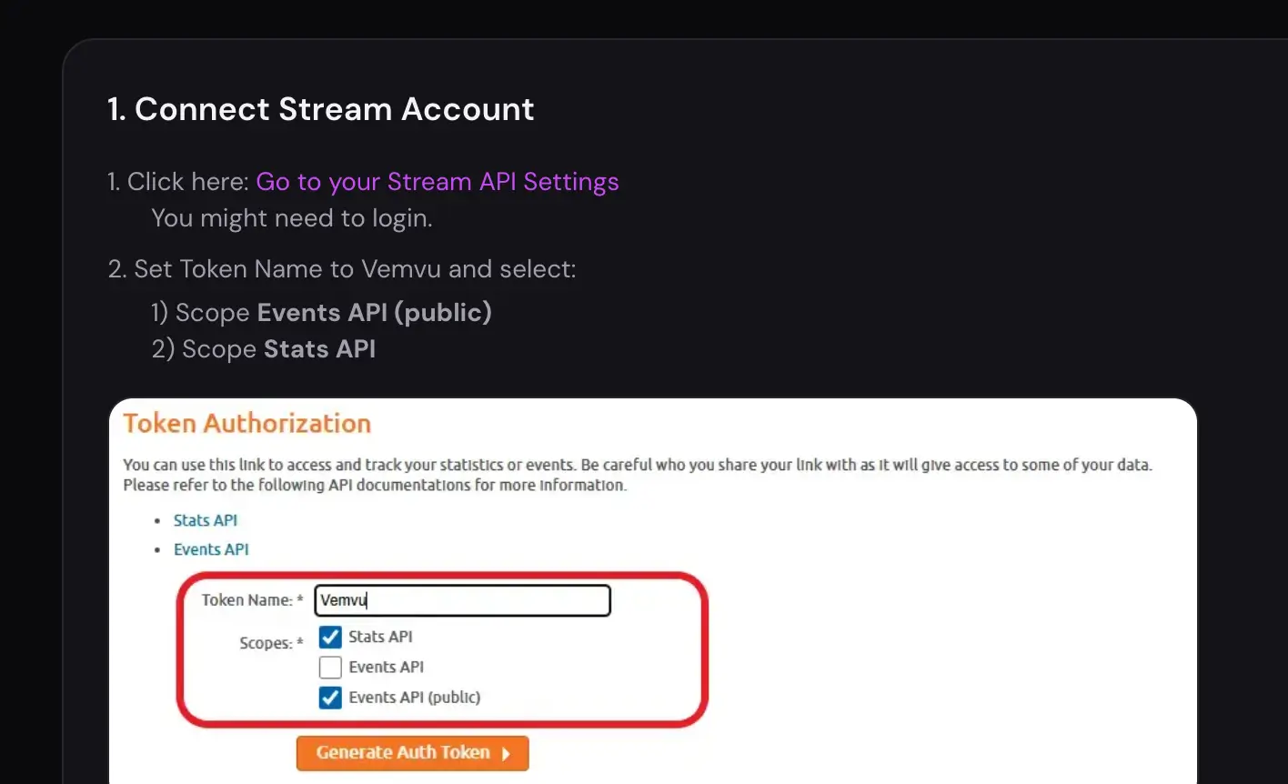 Connect your Chaturbate account.